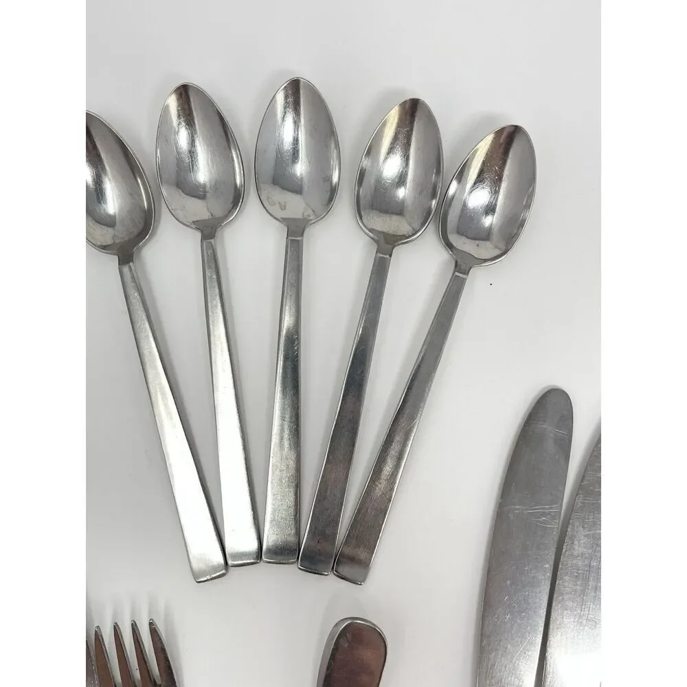 SOLA CORA Flatware Lot MCM HOLLAND STAINLESS STEEL Set Of 12 Forks Knives Spoons